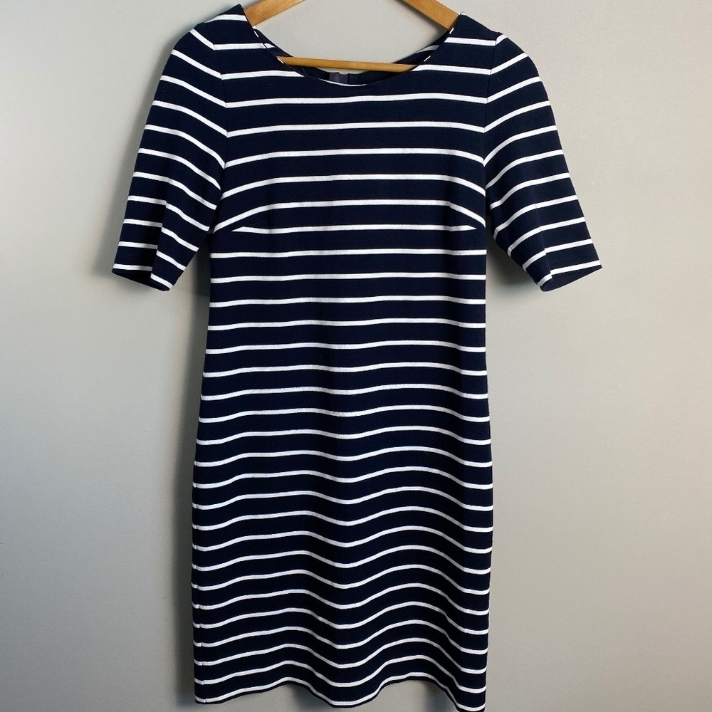 Banana Republic Women's 1/2 Zip 1/4 Sleeve Black & White T-Shirt Dress Size 6‎